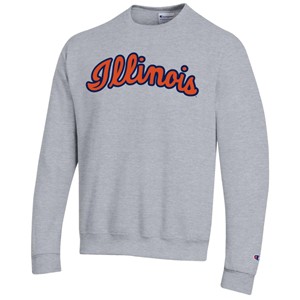 ILLINOIS SCRIPT WORDMARK TWILL CREWNECK SWEATSHIRT -  heathergrey